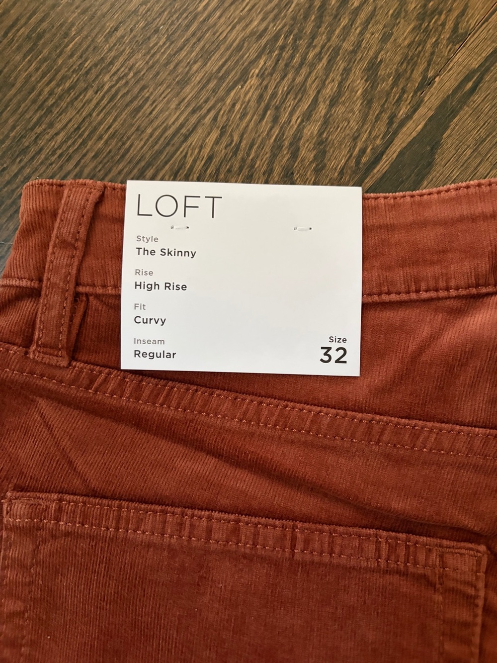 LOFT Women's High Rise Curvy Skinny Corduroy Jeans Sz 14 Burnt Sienna/Rust color - Picture 8 of 8